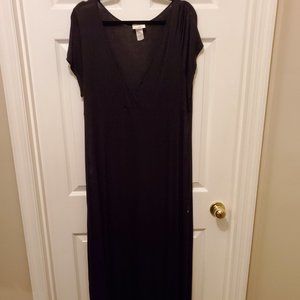 Black Surplice Maxi Dress - Plus